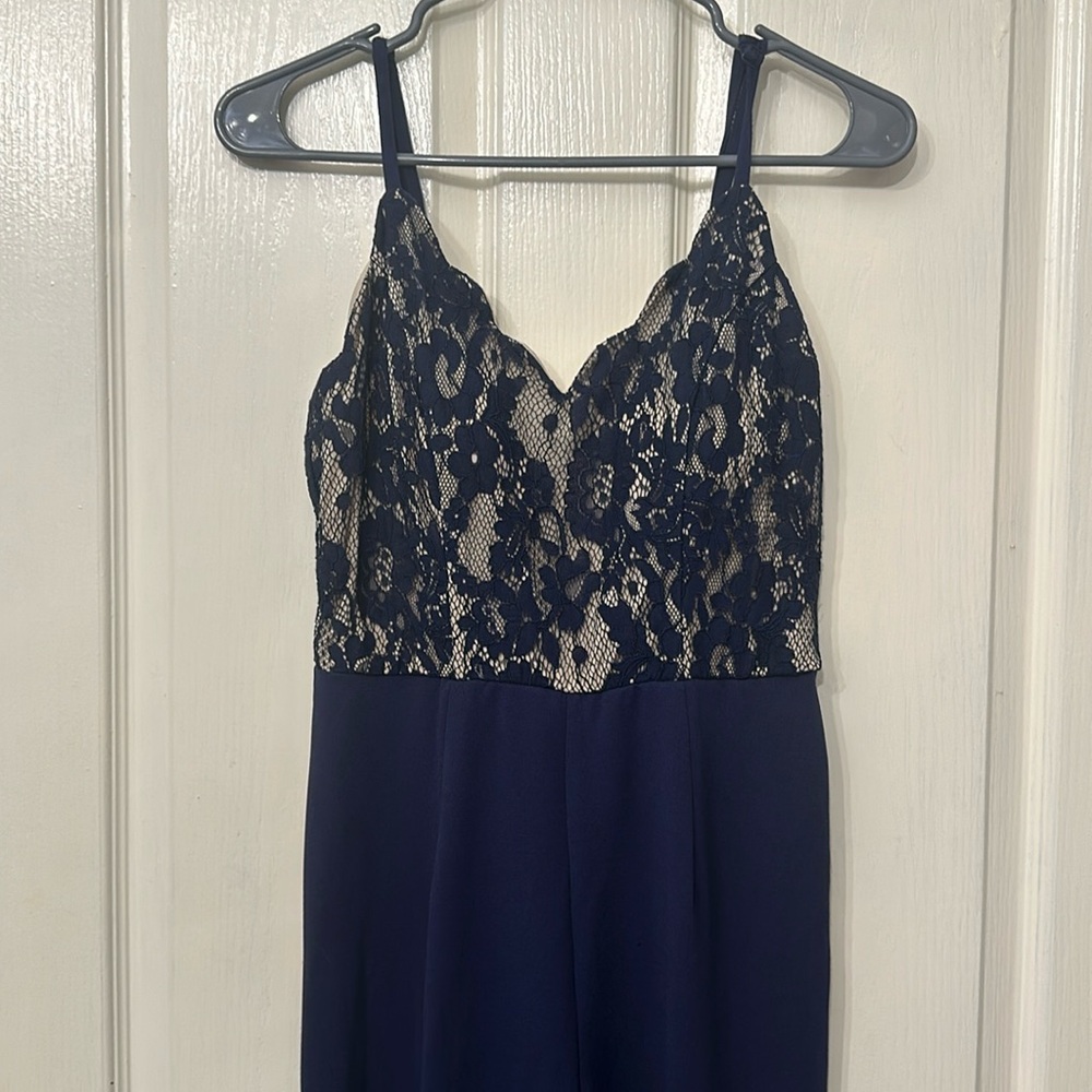 Navy blue/nude lace jumpsuit